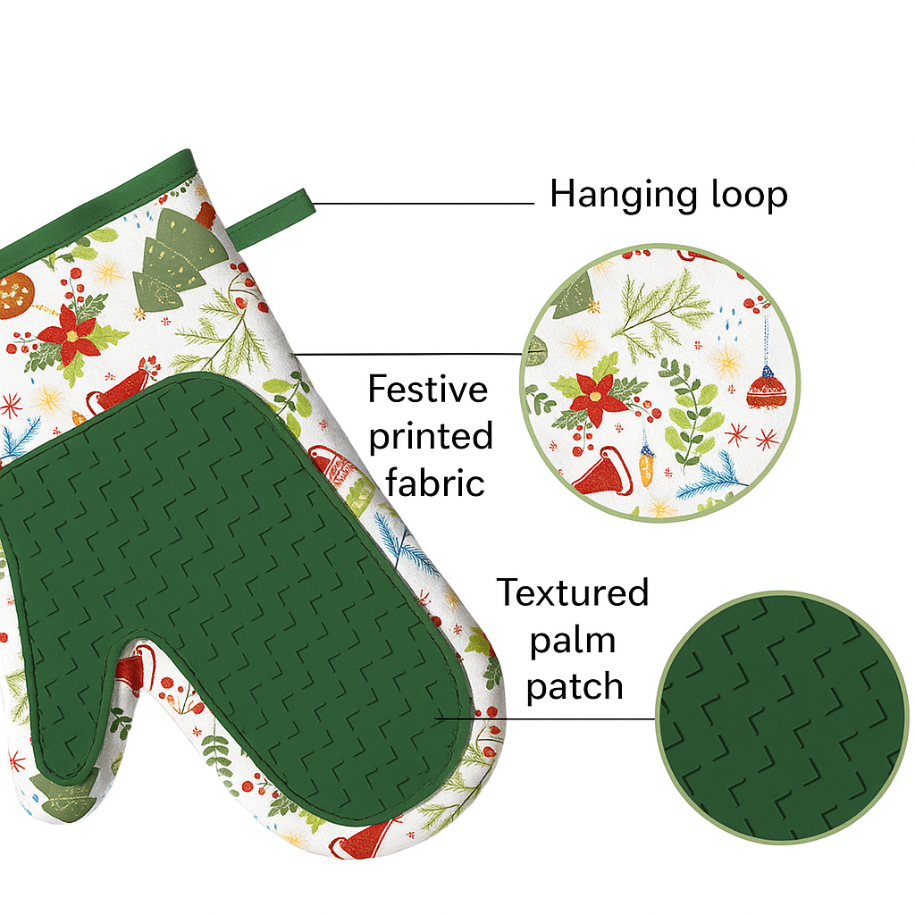 Christmas Oven Mitts with Silicone Grip – Ideal Holiday Gift for Bakers & Cooks