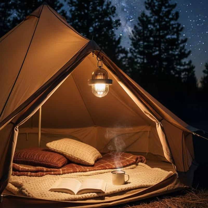 White Noise Camping Lamp β Portable LED Outdoor Light with White Noise Sound, Rechargeable 1200mAh Battery, Type-C Fast Charging, Adjustable Brightness