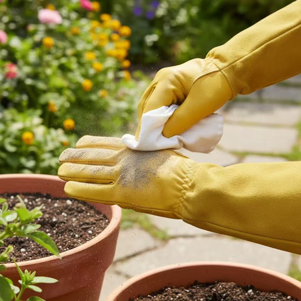 Long Gardening Gloves – Premium Cowhide Leather with Reinforced Palm Padding, Thorn & Puncture Resistant, Flexible Thumb Design for Rose Pruning & Yard Work