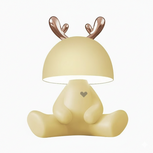 Cute Reindeer Bluetooth Speaker Night Light – Touch Control, 3-Level Brightness, 1200mAh Rechargeable Lamp