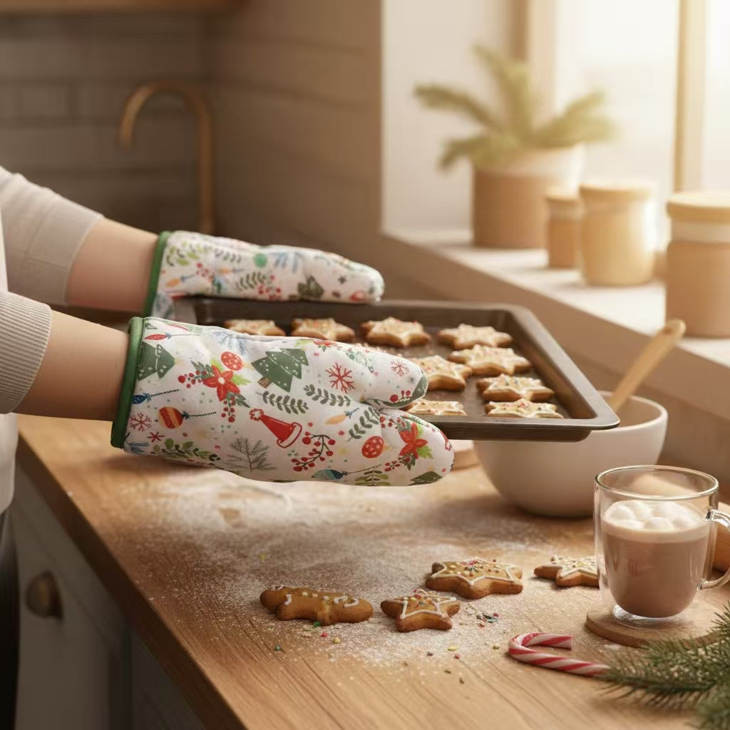 Christmas Oven Mitts with Silicone Grip – Ideal Holiday Gift for Bakers & Cooks
