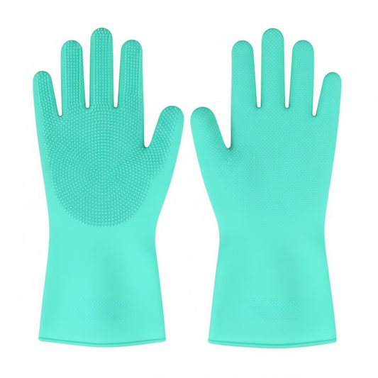 Silicone Cleaning Gloves with Built-In Scrubbing Bristles – Multi-Purpose Dishwashing & Household Gloves