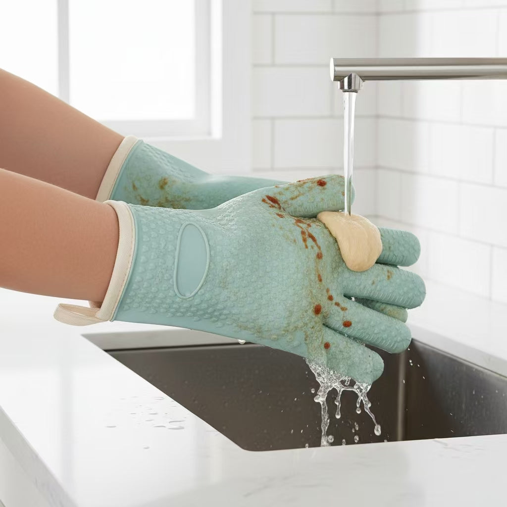 Heat Resistant Silicone Oven Mitts – Non-Slip Kitchen Gloves for Baking, Cooking & BBQ (Up to 350°F)