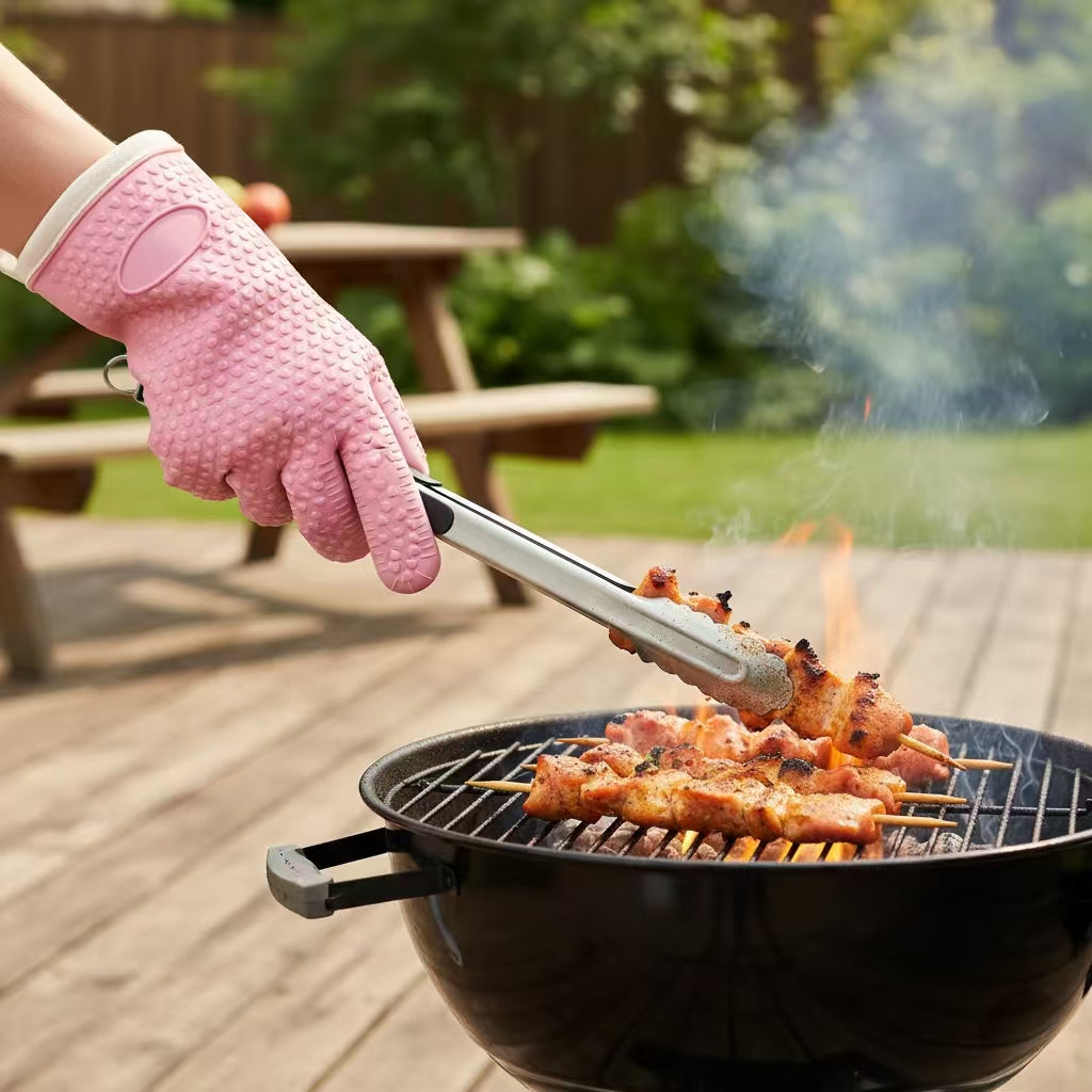 Heat Resistant Silicone Oven Mitts – Non-Slip Kitchen Gloves for Baking, Cooking & BBQ (Up to 350°F)