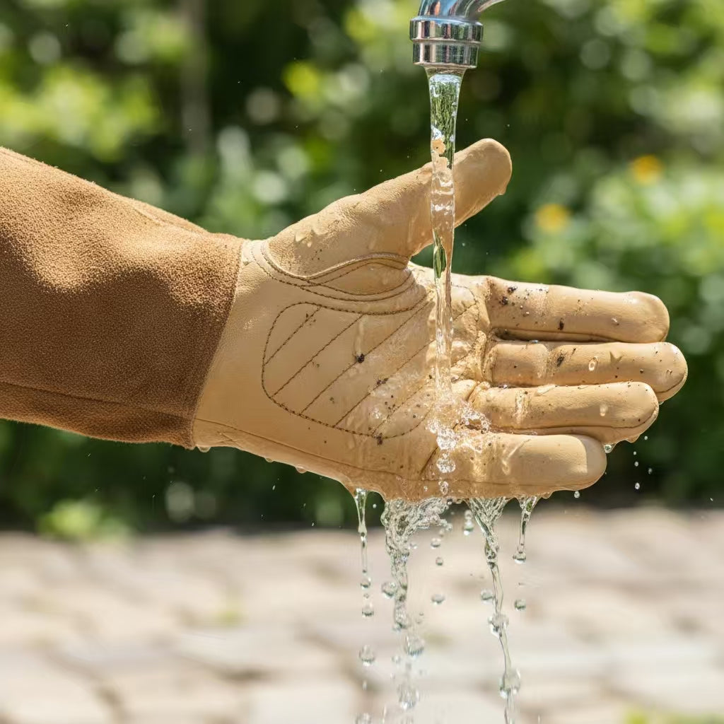 Premium Long Gardening Gloves – 100% Waterproof Cowhide Leather with Padded Palm & Flexible Thumb, Thorn & Puncture Resistant for Rose Pruning & Yard Work