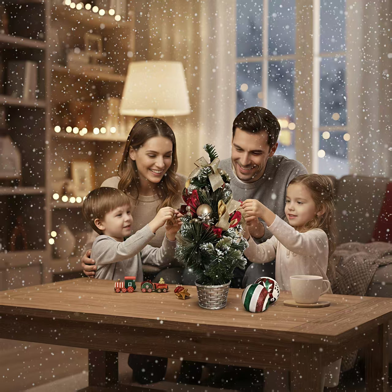 Cozy Christmas Collection — Mini Christmas Tree Gold Ribbon