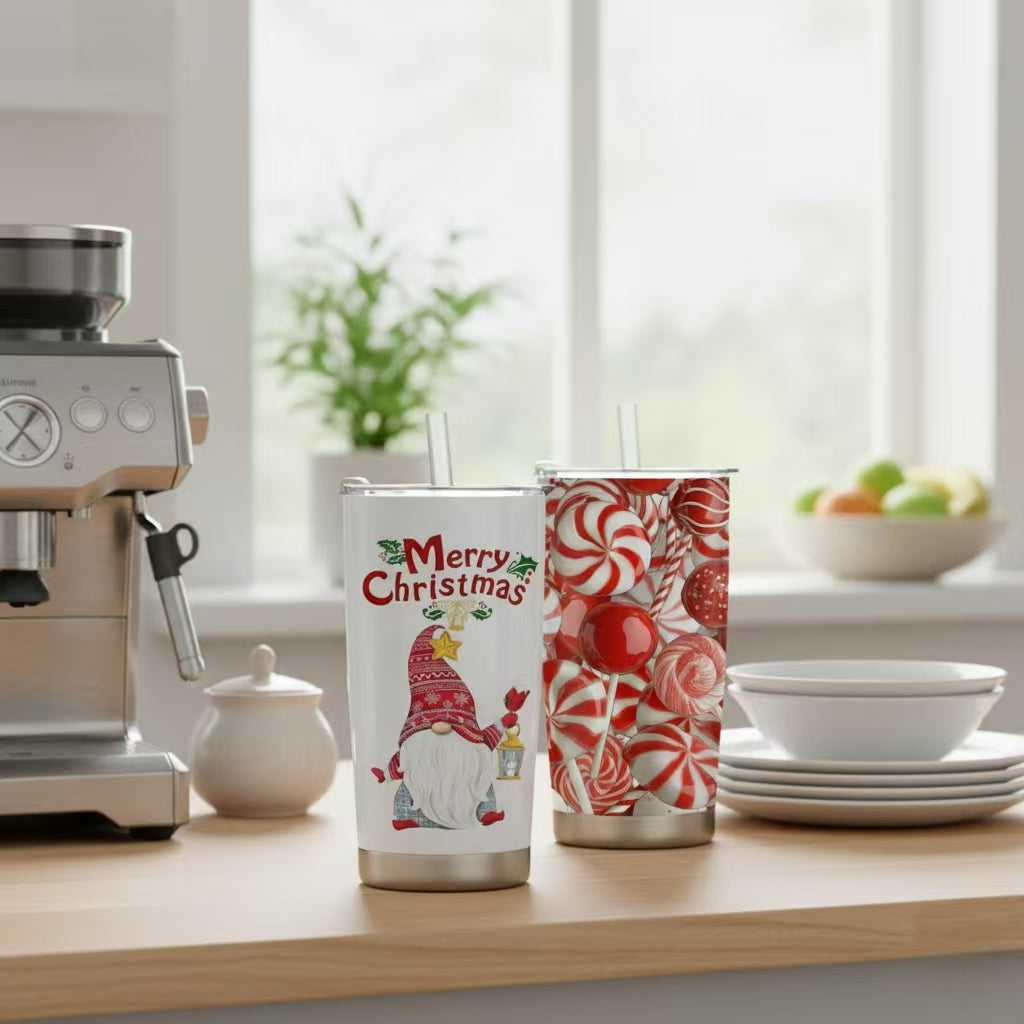 Cozy Christmas Collection — 20oz Stainless Steel Tumblers Merry Gnome Christmas