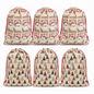 Christmas Foil Gift Bags – 6PCS Burlap-Style Reusable Drawstring Santa & Tree Pattern Bags, 10-Second Easy Gift Wrapping with Tags & Ribbons