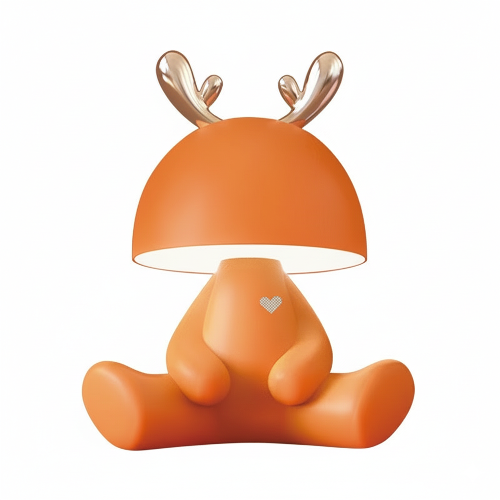 Cute Reindeer Bluetooth Speaker Night Light – Touch Control, 3-Level Brightness, 1200mAh Rechargeable Lamp