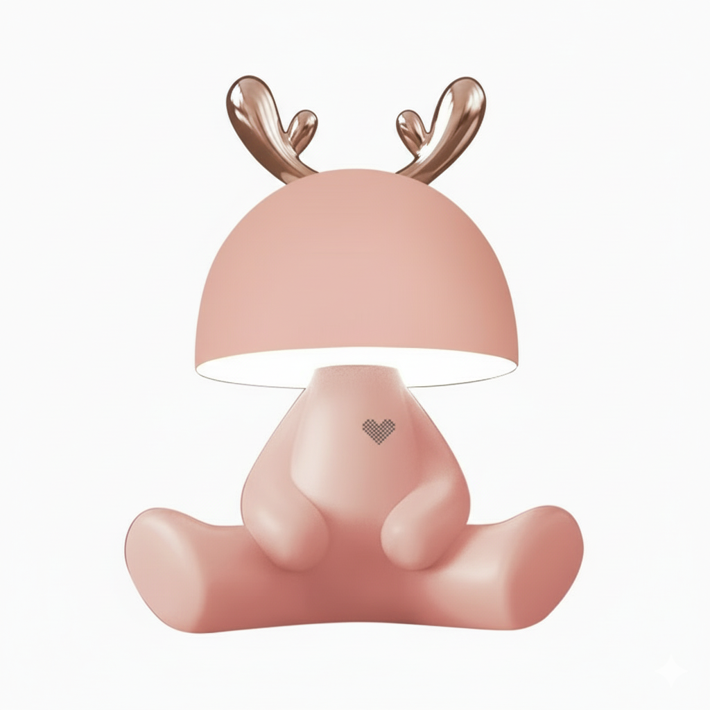 Cute Reindeer Bluetooth Speaker Night Light – Touch Control, 3-Level Brightness, 1200mAh Rechargeable Lamp