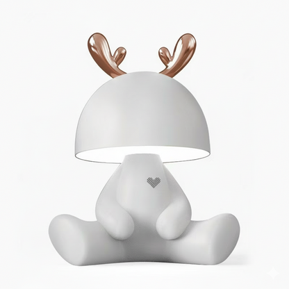 Cute Reindeer Bluetooth Speaker Night Light – Touch Control, 3-Level Brightness, 1200mAh Rechargeable Lamp