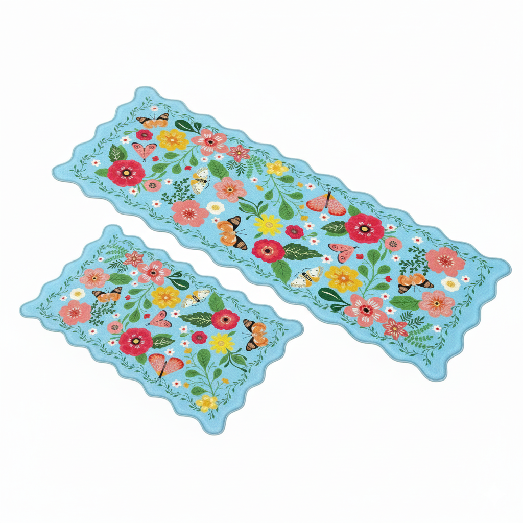 Floral Anti-Fatigue Kitchen Mats Set – Cushioned Standing Rug for Kitchen, Laundry & Home Set of 2