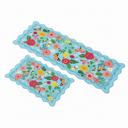 Floral Anti-Fatigue Kitchen Mats Set – Cushioned Standing Rug for Kitchen, Laundry & Home Set of 2