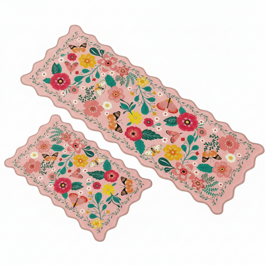 Floral Anti-Fatigue Kitchen Mats Set – Cushioned Standing Rug for Kitchen, Laundry & Home Set of 2