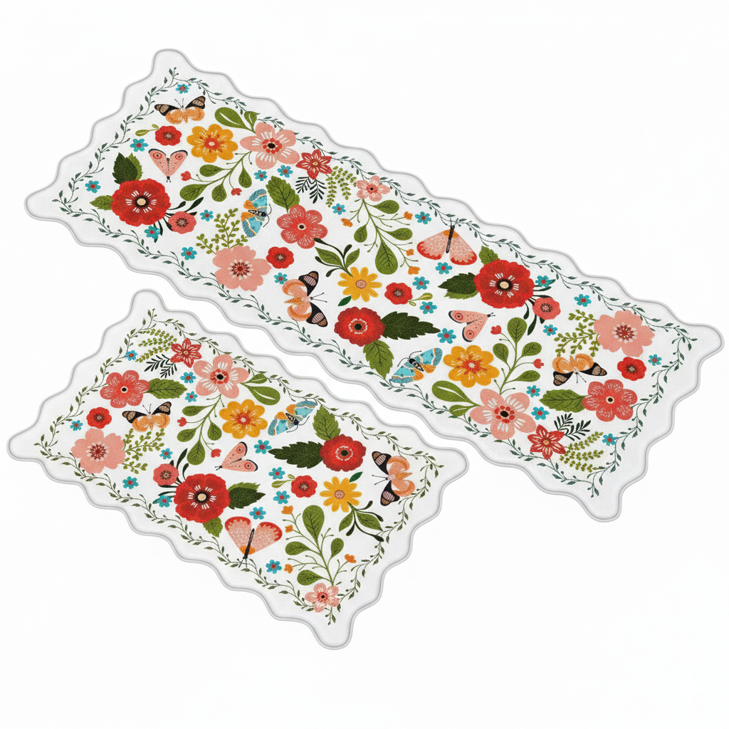 Floral Anti-Fatigue Kitchen Mats Set – Cushioned Standing Rug for Kitchen, Laundry & Home Set of 2