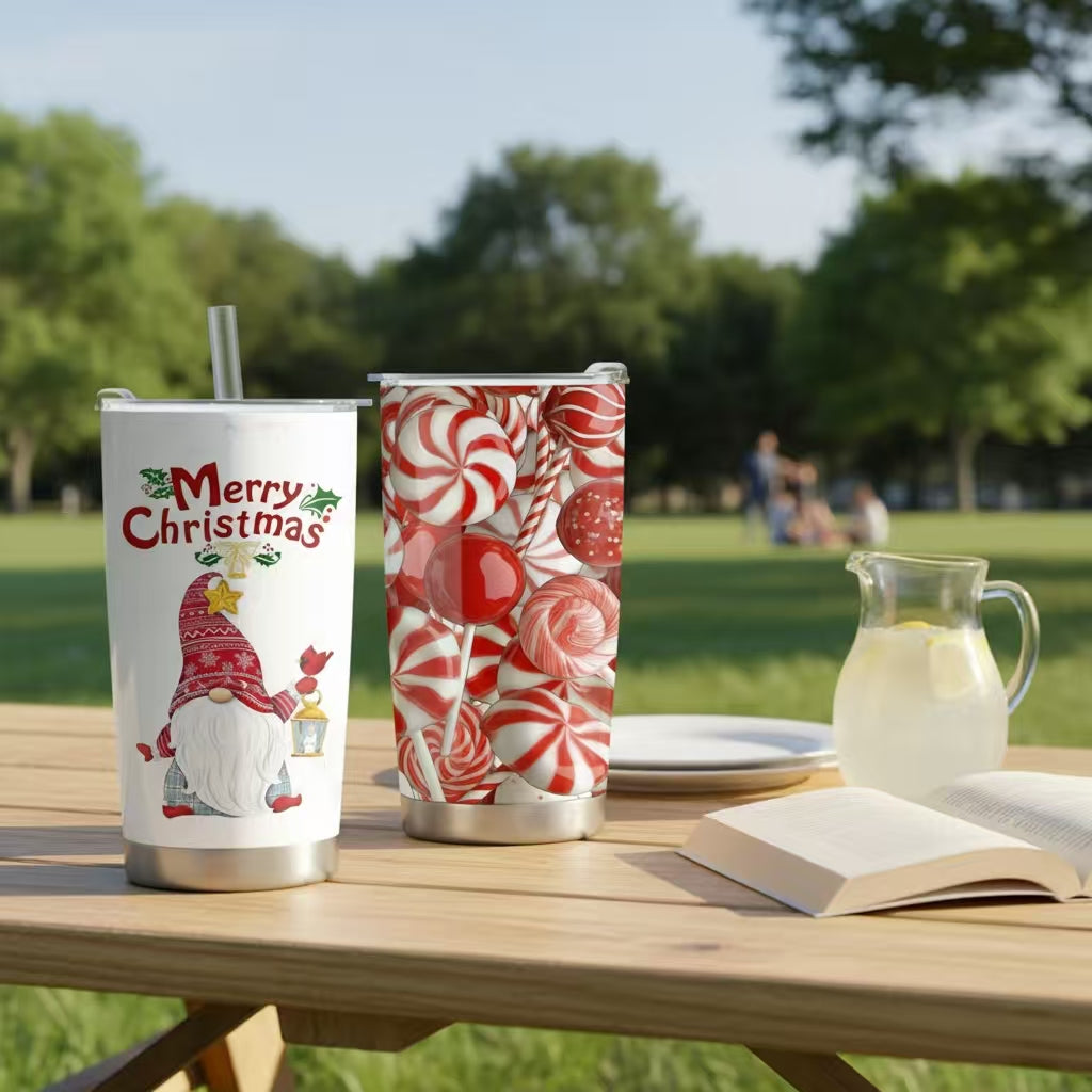 Cozy Christmas Collection — 20oz Stainless Steel Tumblers Merry Gnome Christmas